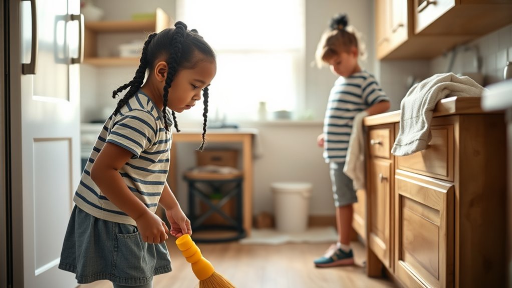 kids actively participate in chores