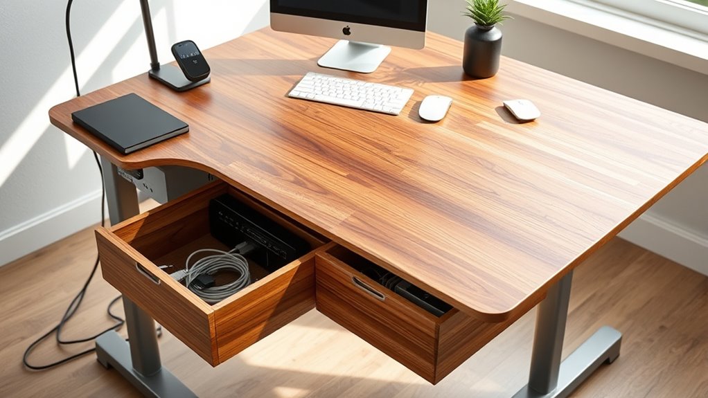 desk with organized storage