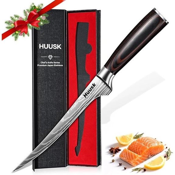 Huusk 7-Inch Fish Fillet Knife with Wood Handle