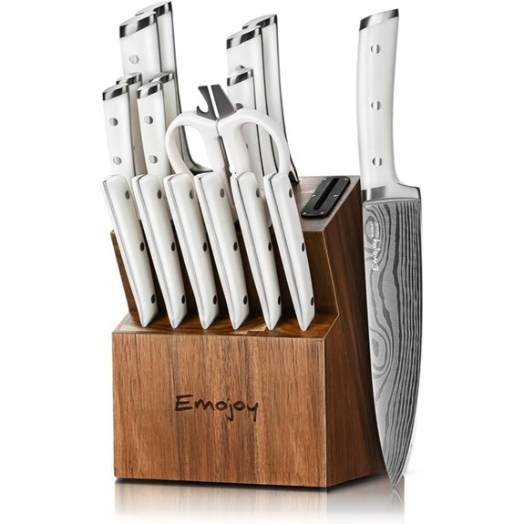 Emojoy 18-Piece Kitchen Knife Set with Sharpener