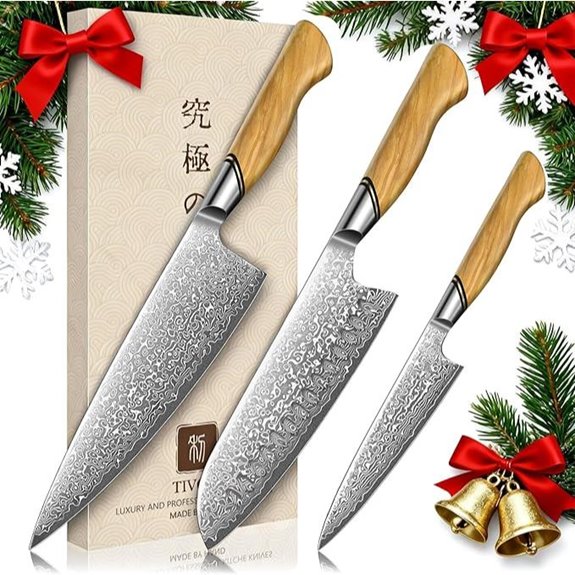 TIVOLI Damascus Kitchen Knife Set 3 Pieces