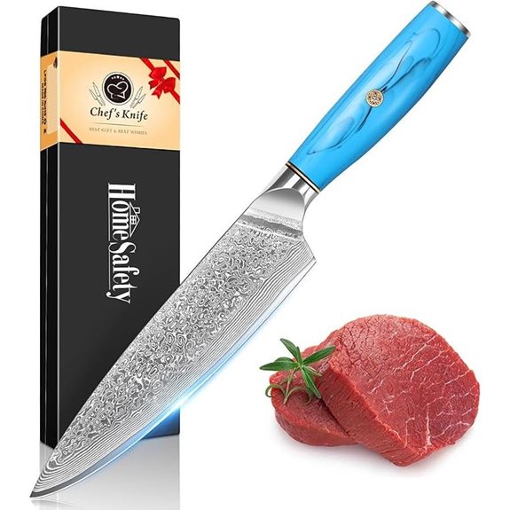 Damascus Steel 8-Inch Chef Knife with Handle