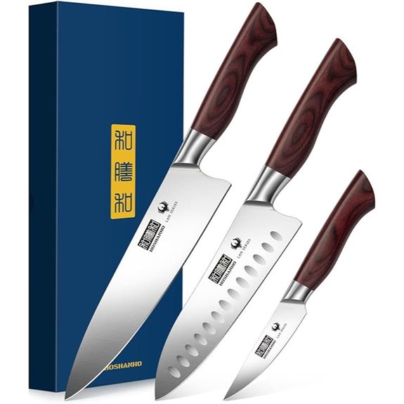 HOSHANHO 3-Piece Kitchen Knife Set with Ergonomic Handles