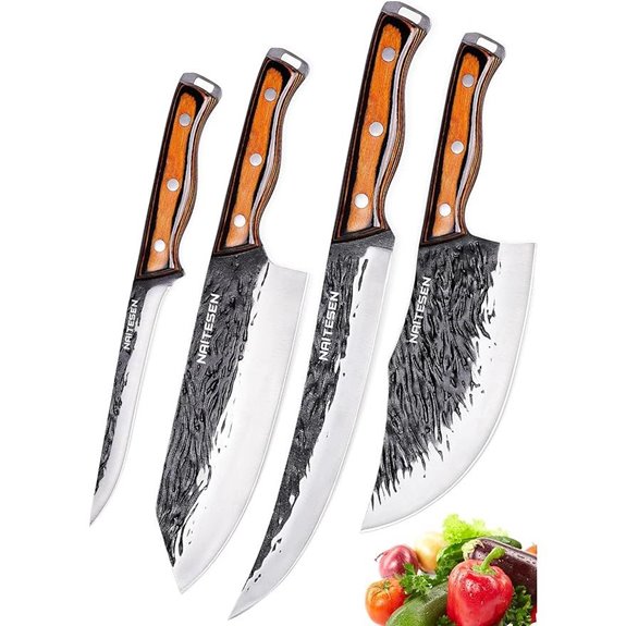 4PCS Hand Forged Chef and Butcher Knives Set