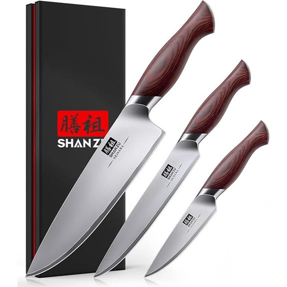 SHAN ZU 3-Piece High Carbon Chef Knife Set