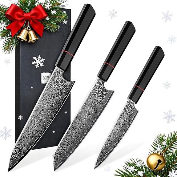 TIVOLI Damascus 3-Piece Japanese Chef Knife Set