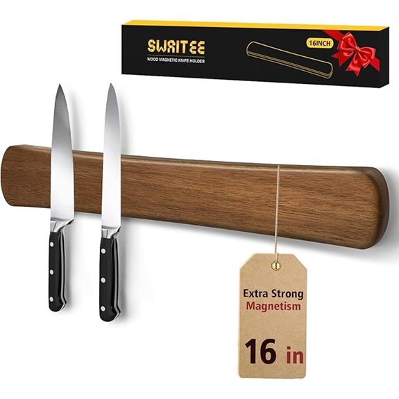 Magnetic Wall Knife Holder 16-Inch Wooden Organizer