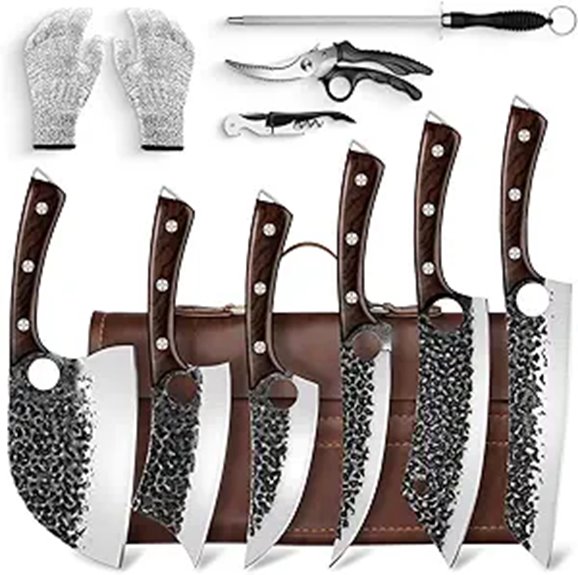 Serbian Chef Knife Set with Bag & High Carbon Steel