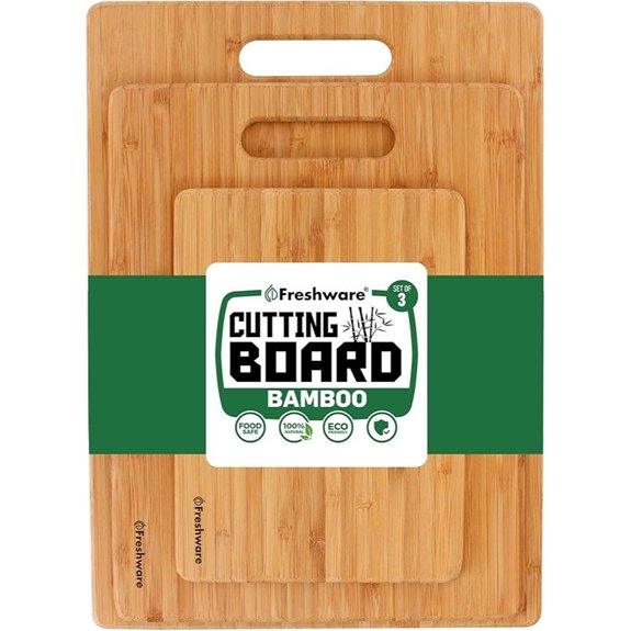 Bamboo Cutting Board Set with Handles (3 Pieces)
