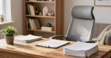 organized calming workspace design